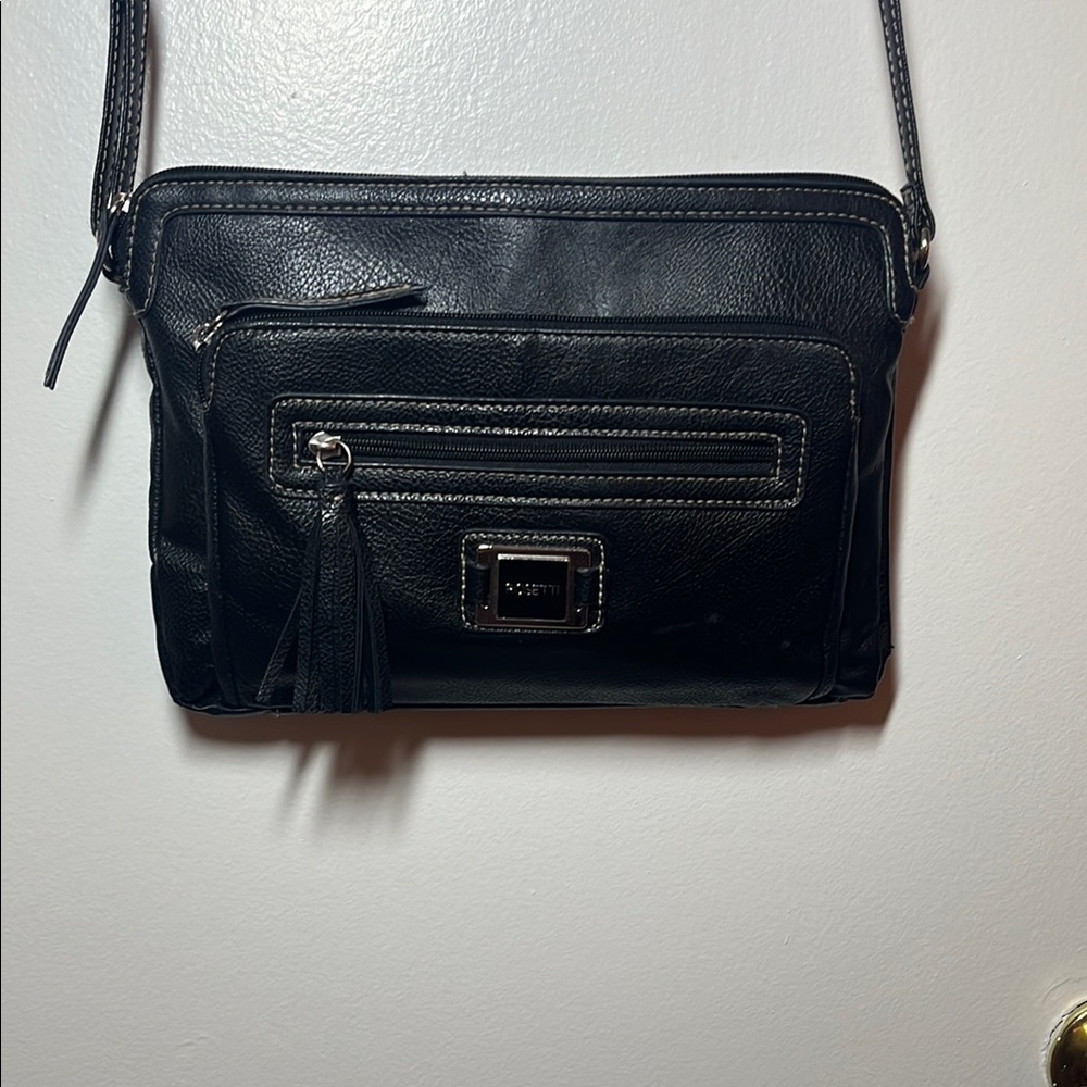 Black Leather Rosetti Crossbody